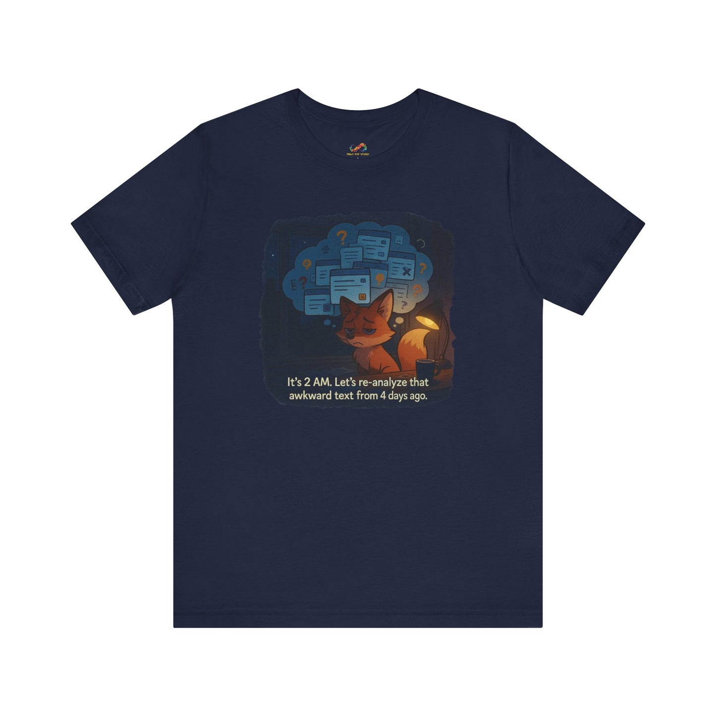 Overthinking Fox – Midnight Spiral Tee