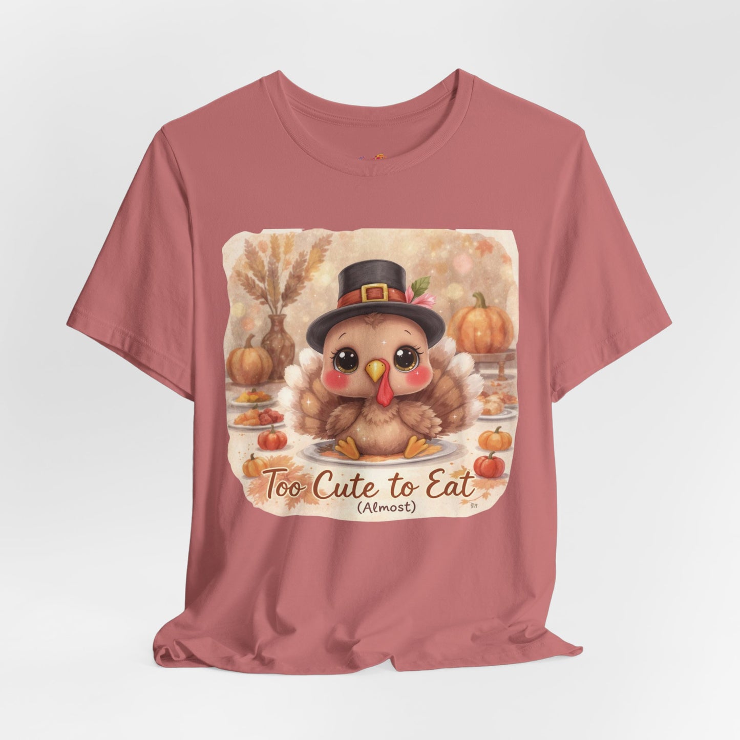 Too Cute to Eat (Almost) Kids Thanksgiving Tee – Adorable Turkey Shirt