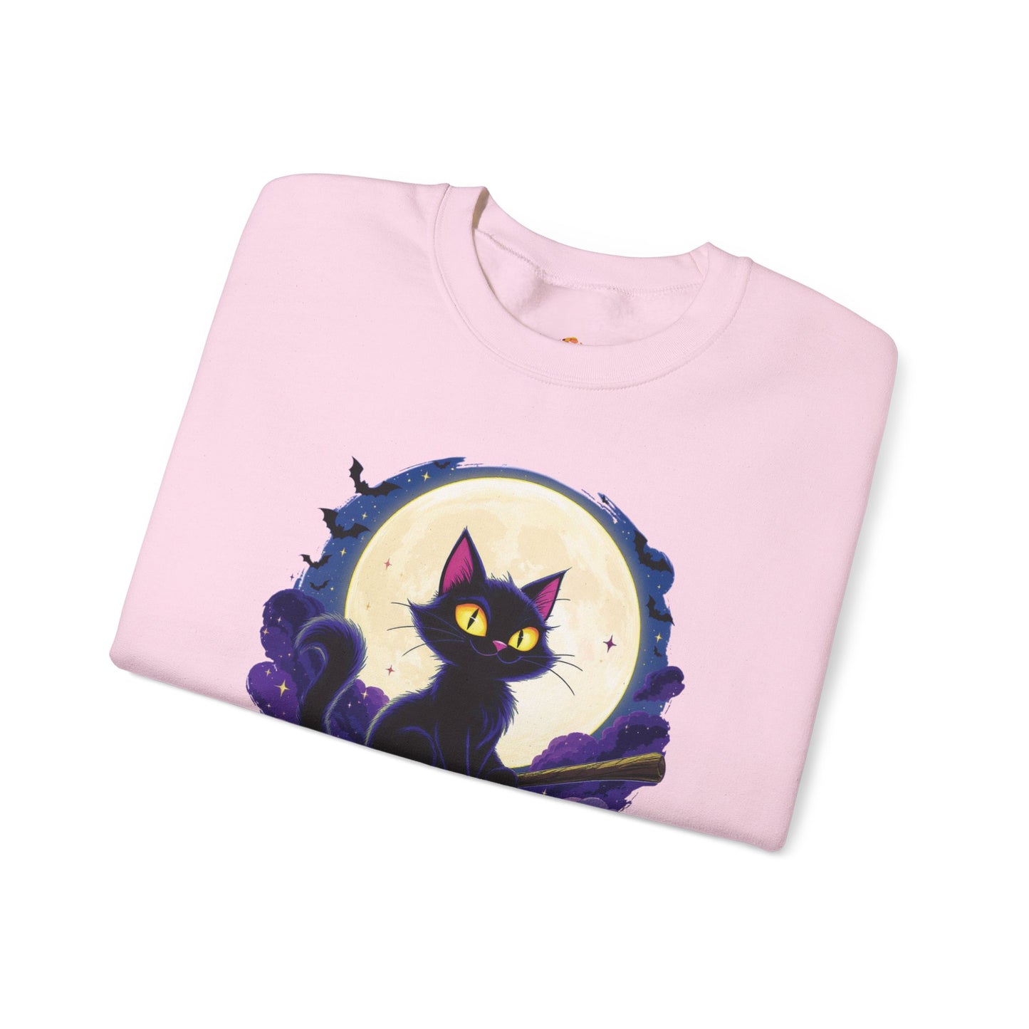 Midnight Mischief Cat Crewneck Sweatshirt, Halloween Apparel, Gift for Cat Lovers, Funny Sweatshirt, Casual Fall Wear