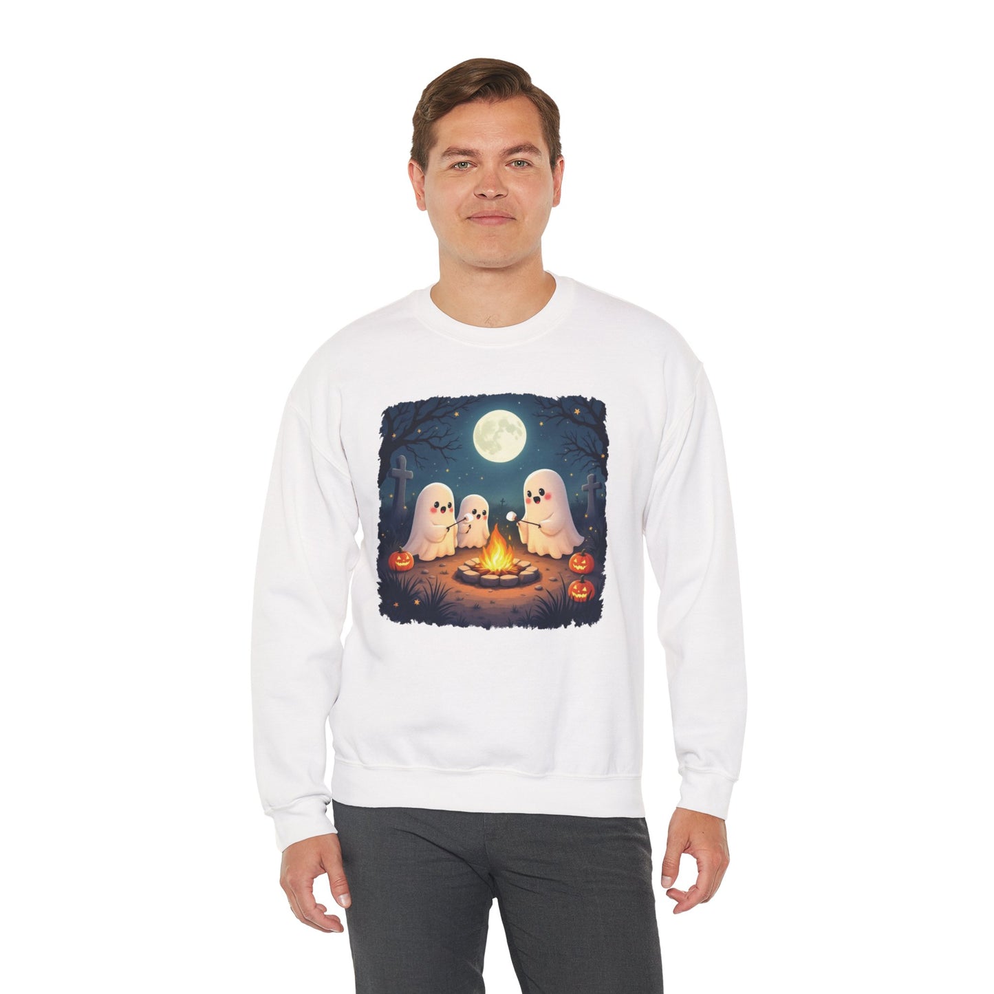 Campfire Ghouls Sweatshirt – Cozy Ghost Friends Halloween Pullover