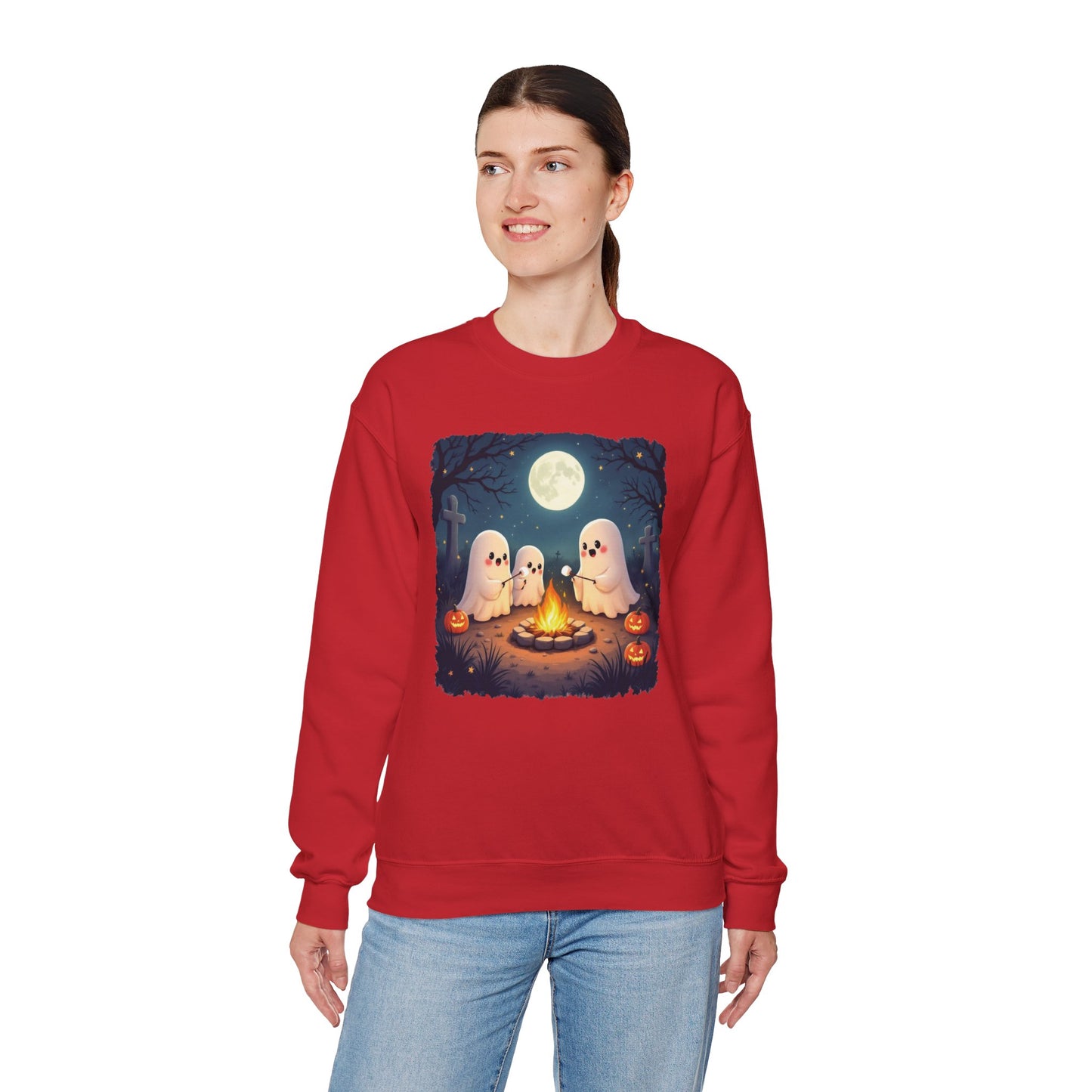 Campfire Ghouls Sweatshirt – Cozy Ghost Friends Halloween Pullover