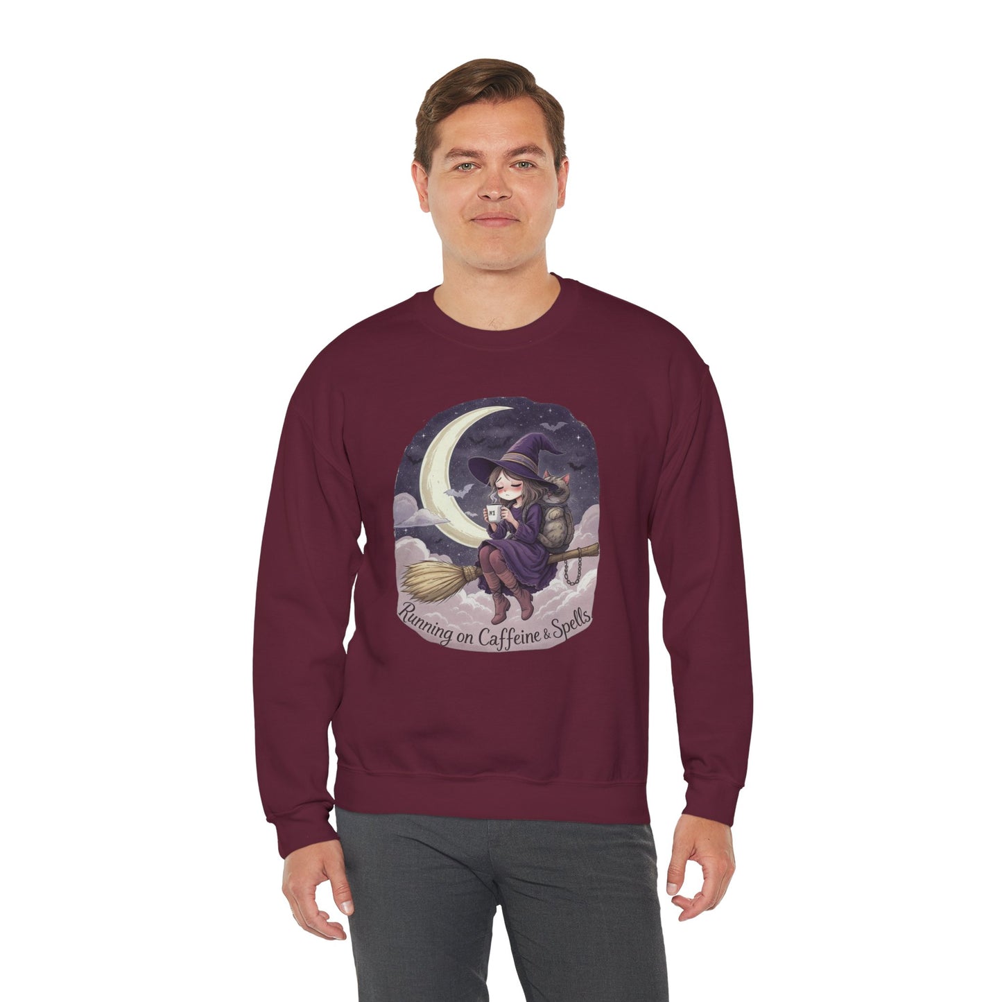 Caffeine & Spells Sweatshirt – Cozy Witchy Fall Pullover