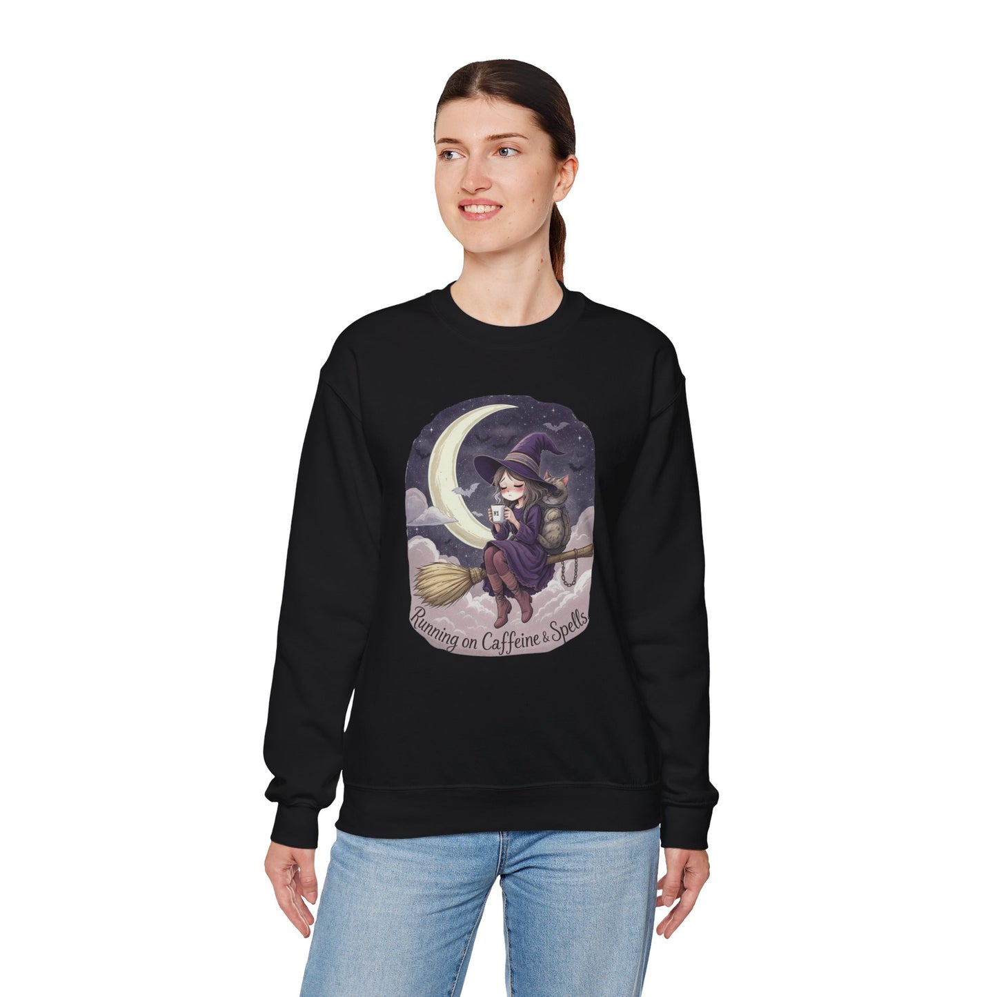 Caffeine & Spells Sweatshirt – Cozy Witchy Fall Pullover