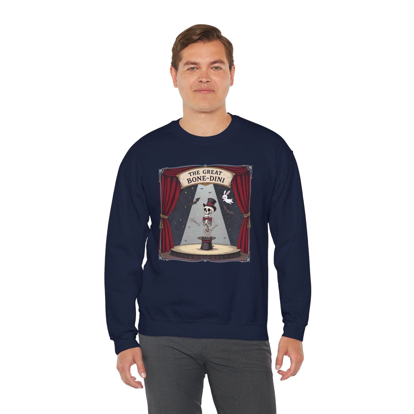 The Great Bone-dini Sweater – Skeleton Magician Halloween Shirt