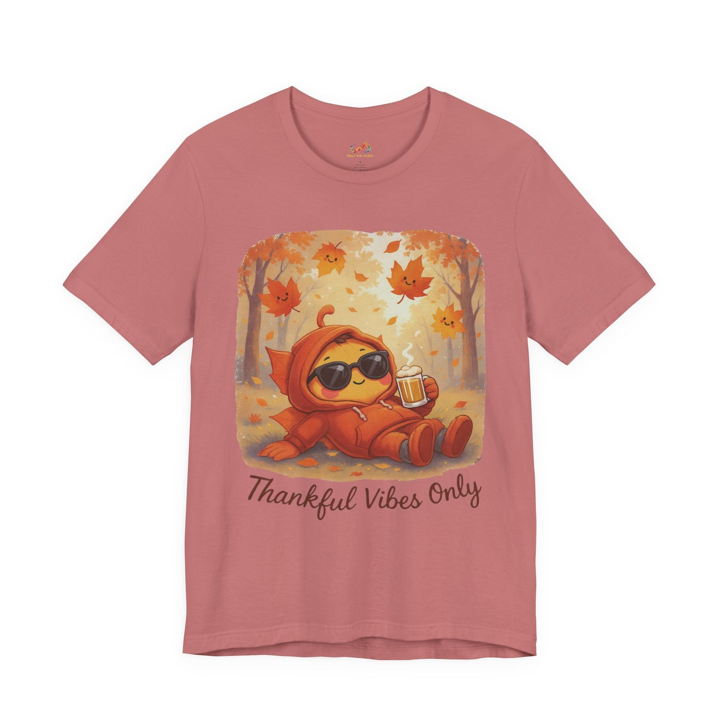 Thankful Vibes Only Tee – Cozy Autumn Leaf Hoodie Graphic