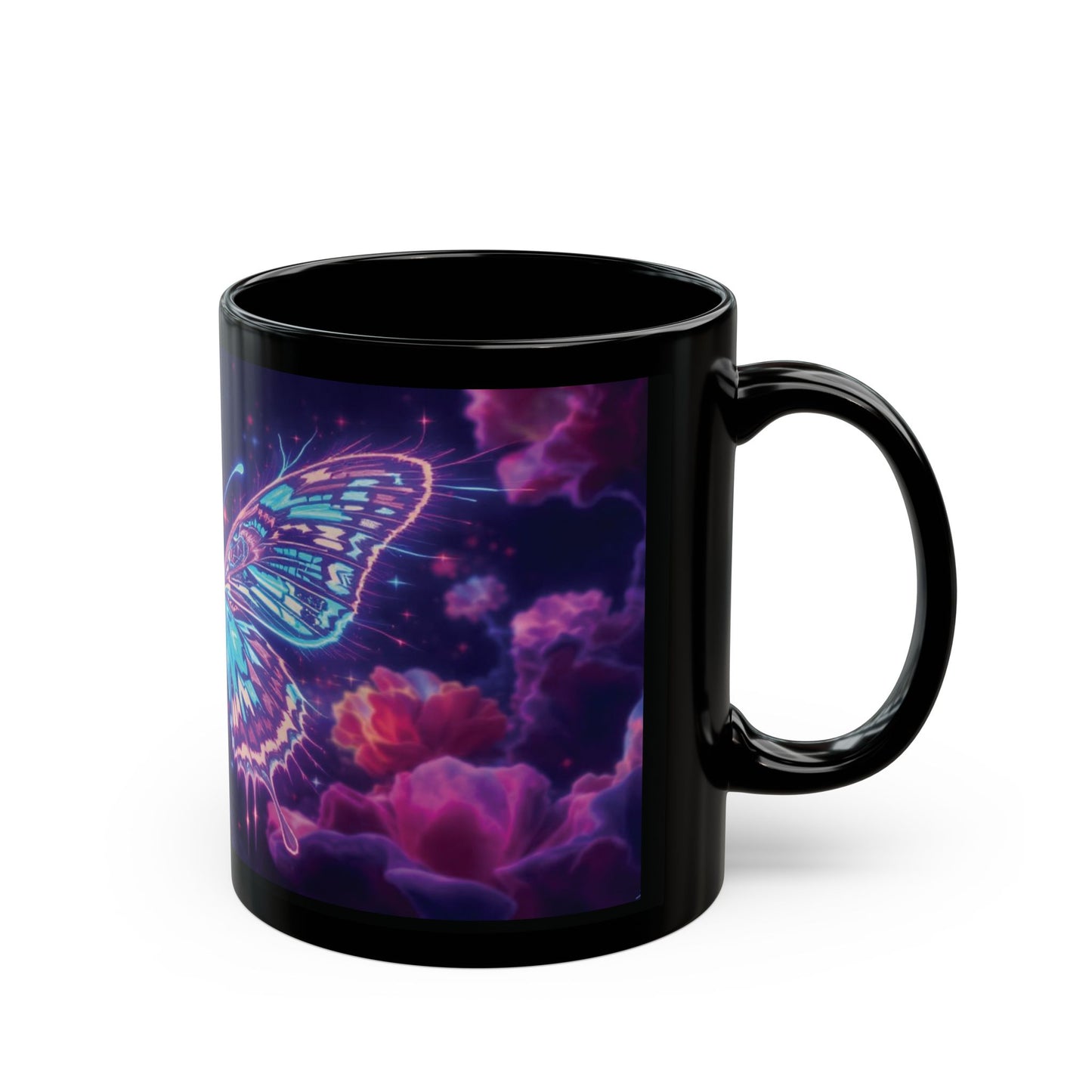 Neon Glitch Butterfly Mug