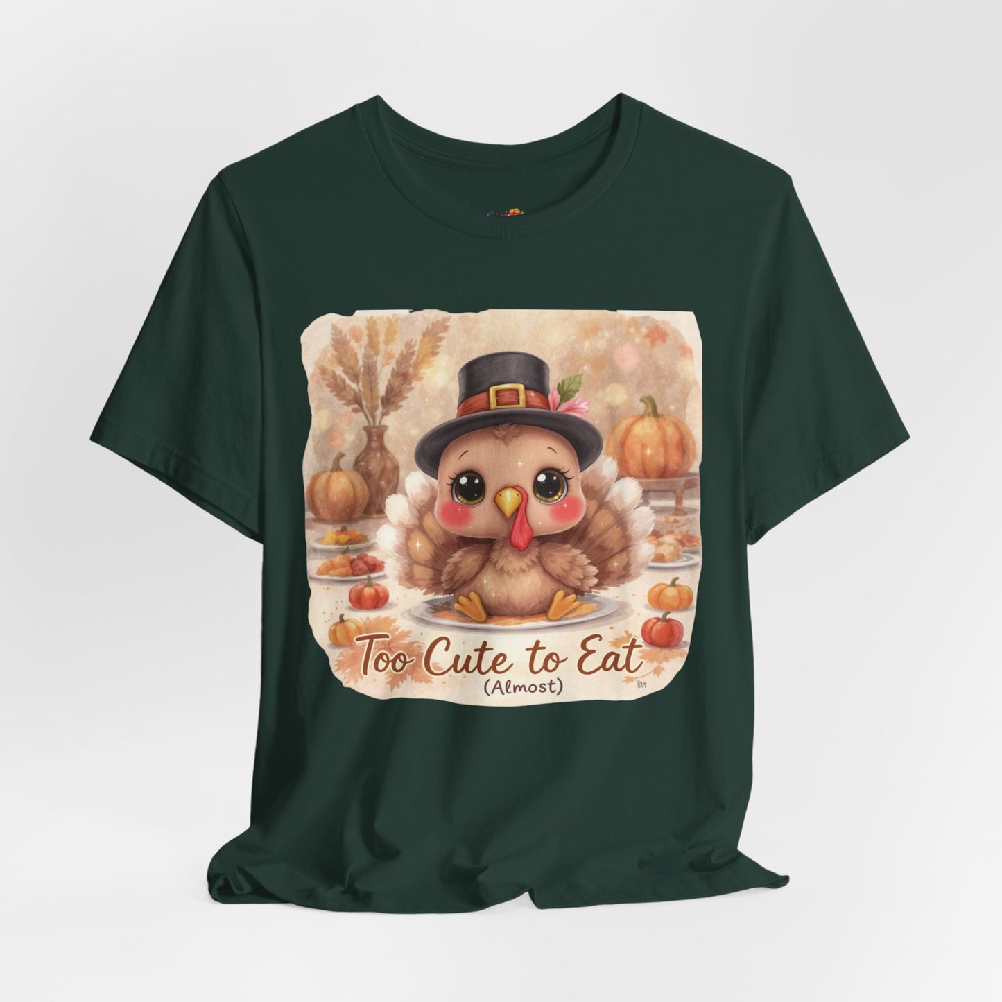 Too Cute to Eat (Almost) Kids Thanksgiving Tee – Adorable Turkey Shirt