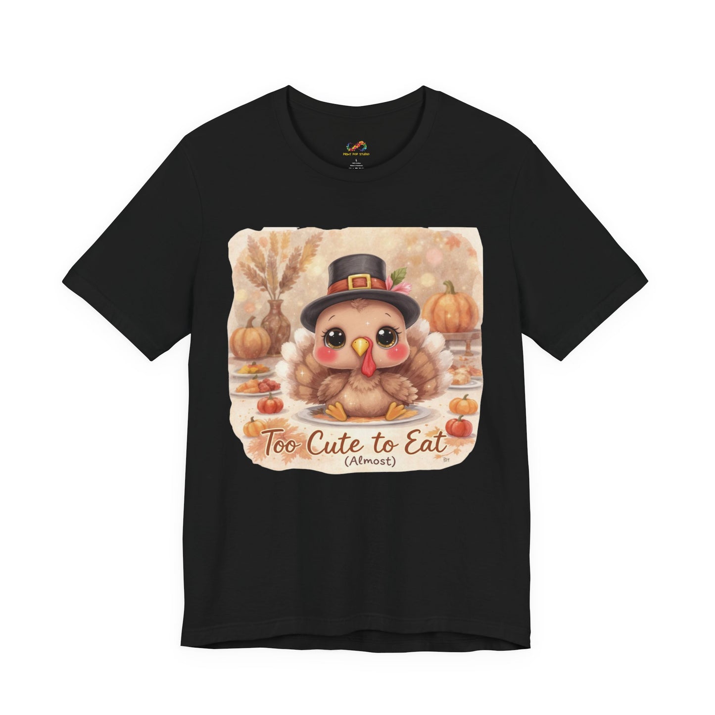 Too Cute to Eat (Almost) Kids Thanksgiving Tee – Adorable Turkey Shirt