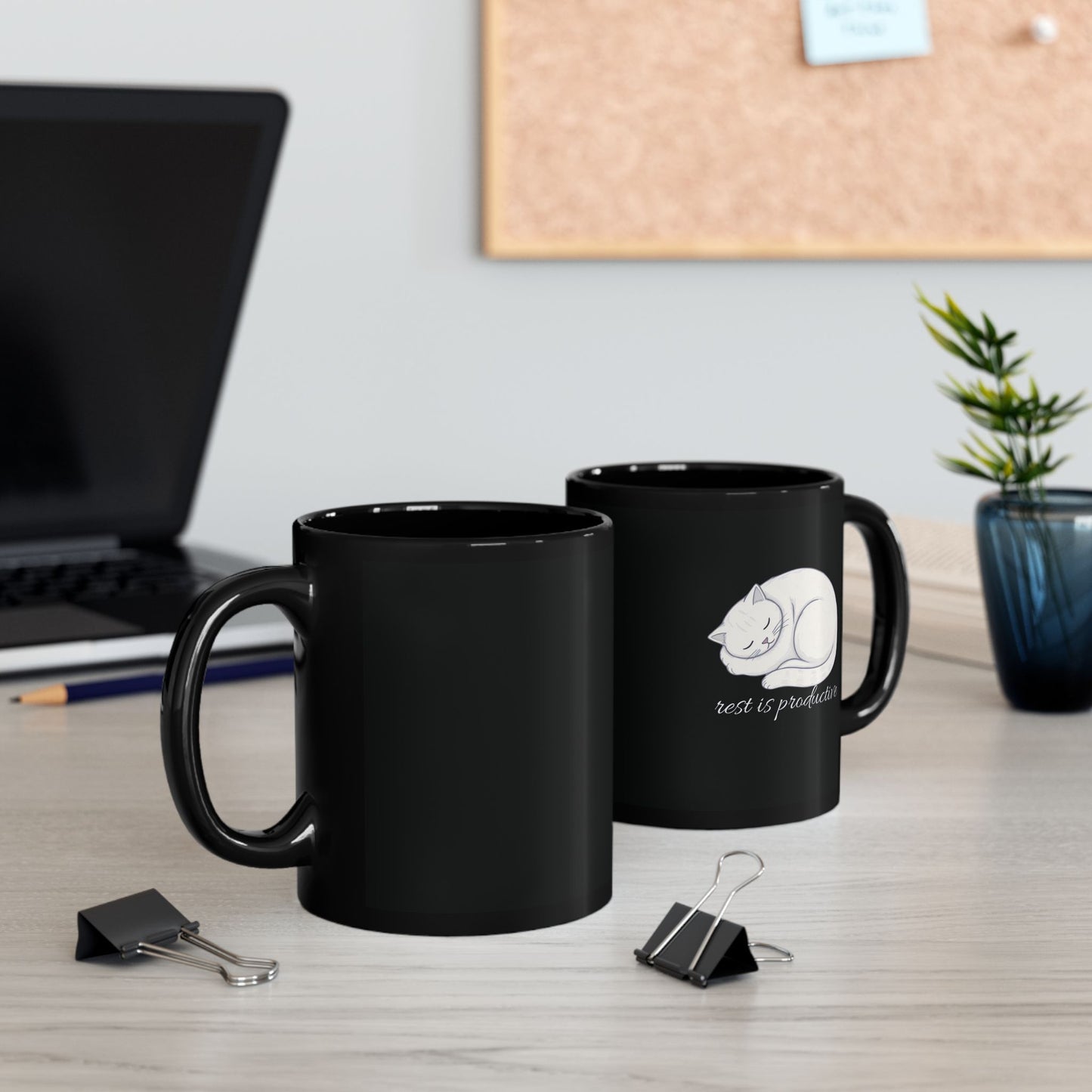 Rest Is Productive – Minimalist Cat Self-Care Mug