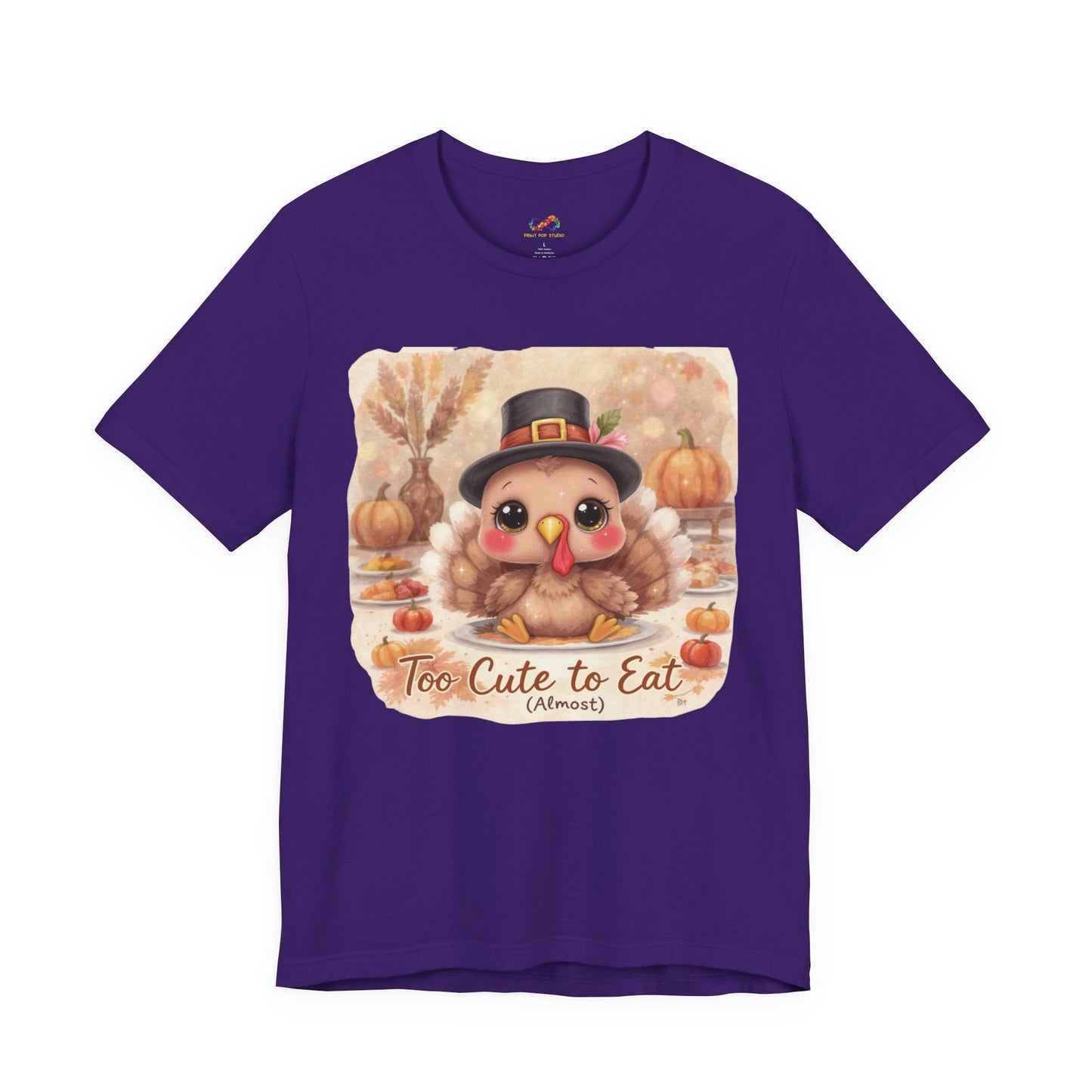 Too Cute to Eat (Almost) Kids Thanksgiving Tee – Adorable Turkey Shirt