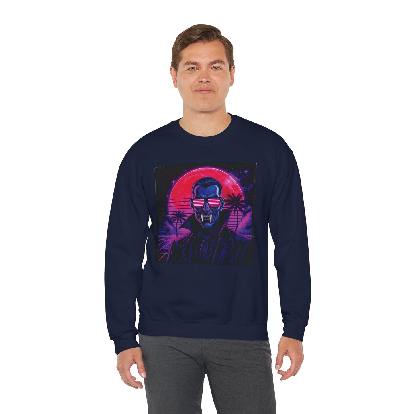 Neon Fang Club Sweatshirt – Retro Vampire Synthwave Sweatshirt