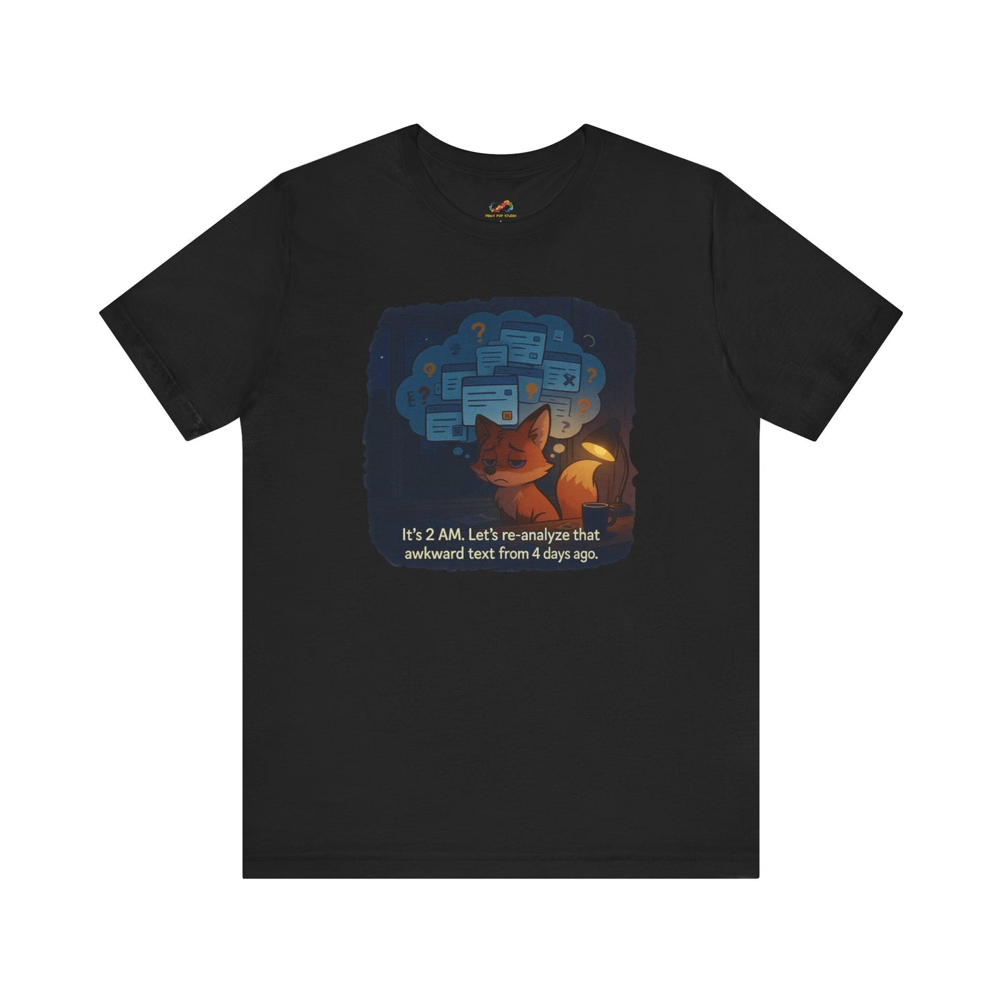 Overthinking Fox – Midnight Spiral Tee