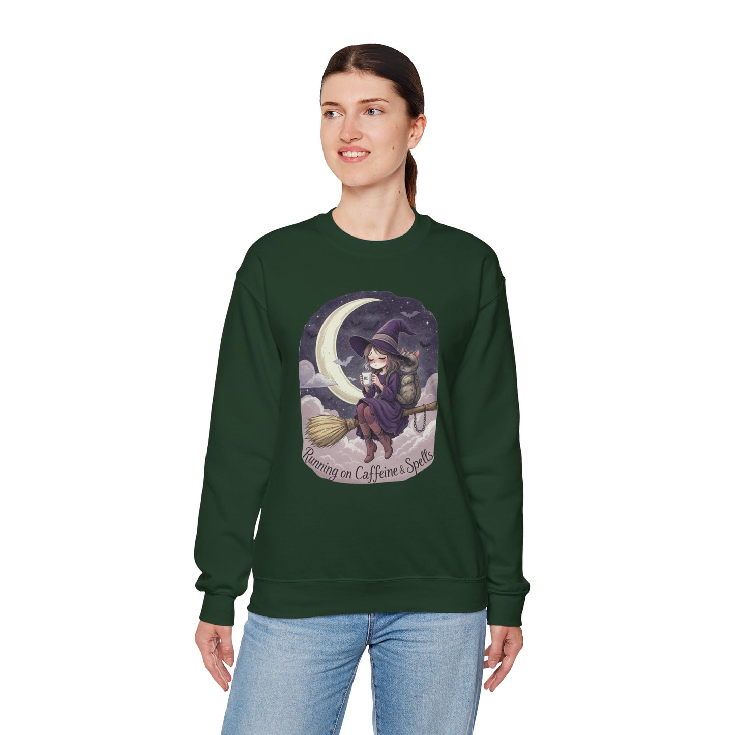 Caffeine & Spells Sweatshirt – Cozy Witchy Fall Pullover