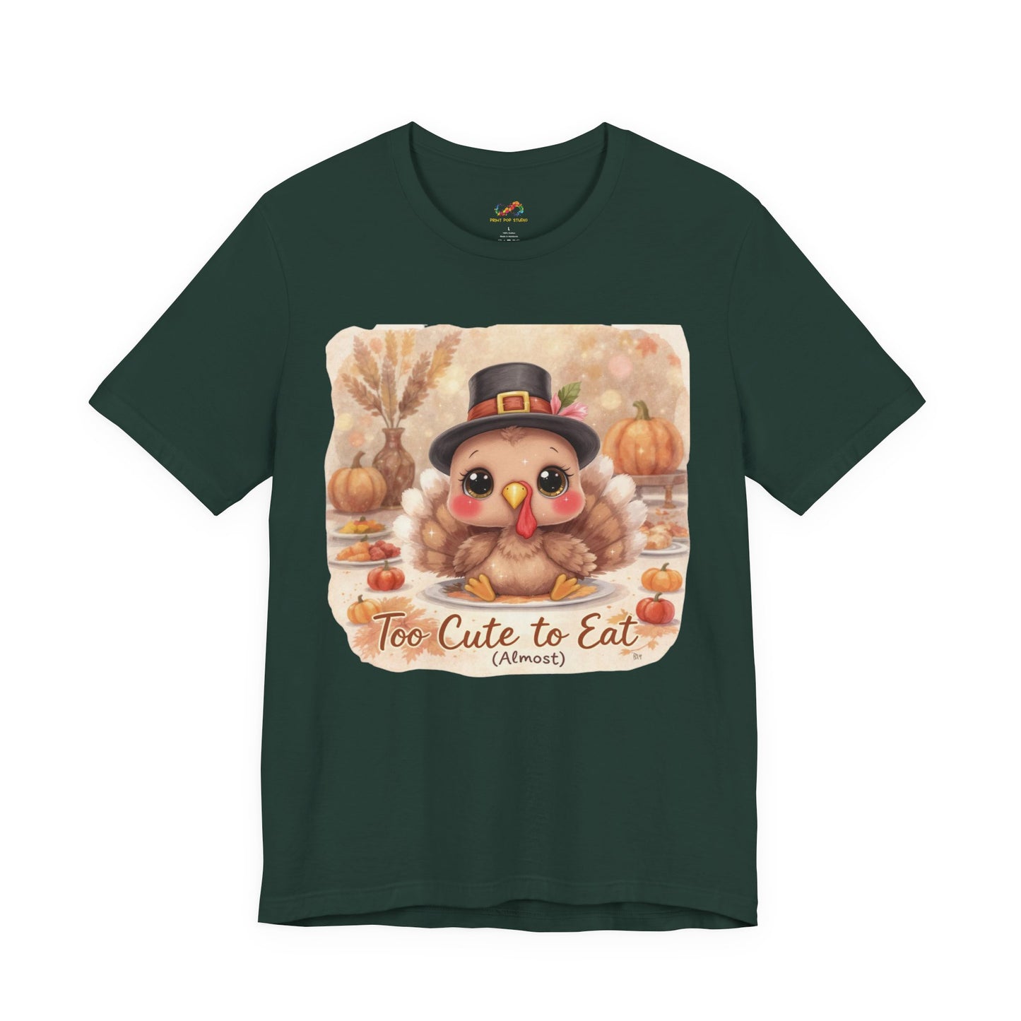 Too Cute to Eat (Almost) Kids Thanksgiving Tee – Adorable Turkey Shirt