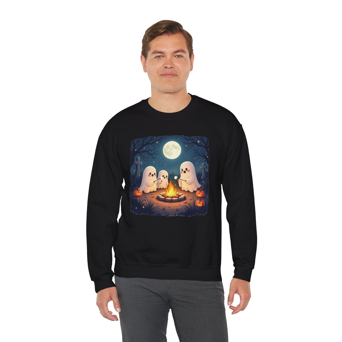 Campfire Ghouls Sweatshirt – Cozy Ghost Friends Halloween Pullover