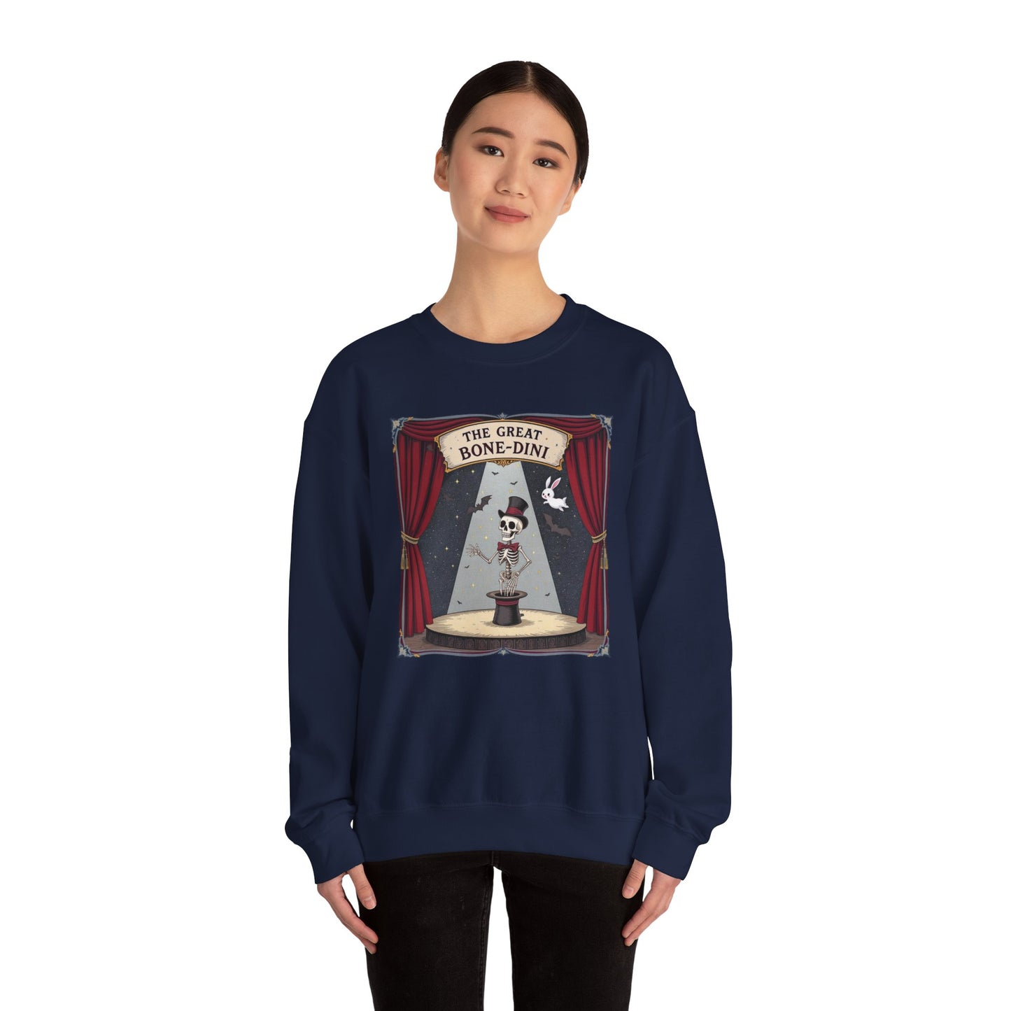 The Great Bone-dini Sweater – Skeleton Magician Halloween Shirt