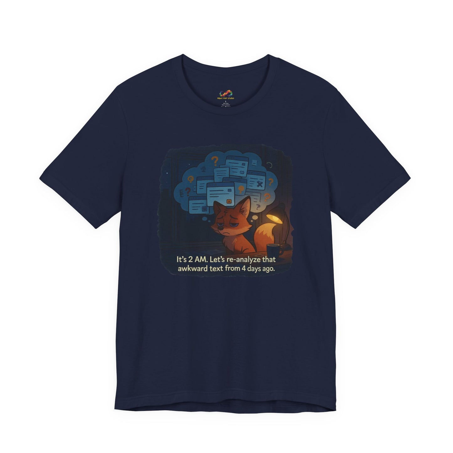 Overthinking Fox – Midnight Spiral Tee