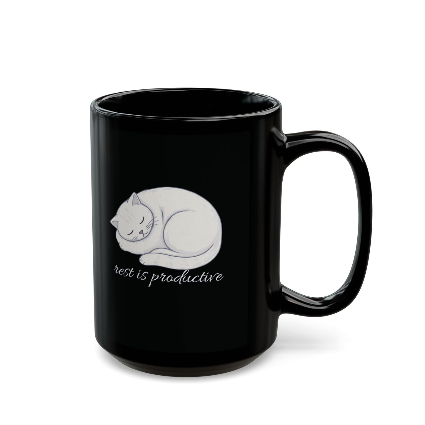 Rest Is Productive – Minimalist Cat Self-Care Mug