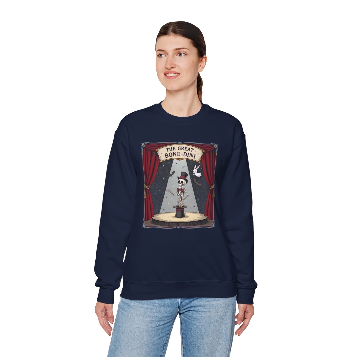 The Great Bone-dini Sweater – Skeleton Magician Halloween Shirt