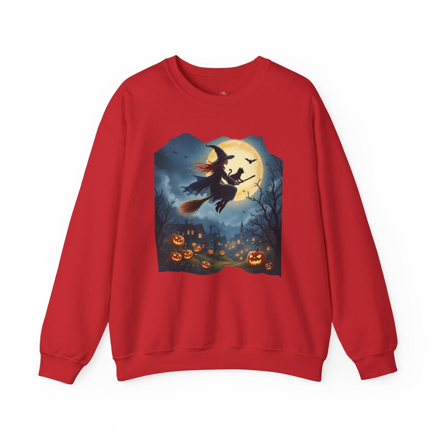 Midnight Flight Sweatshirt – Watercolor Witch & Cat Pullover