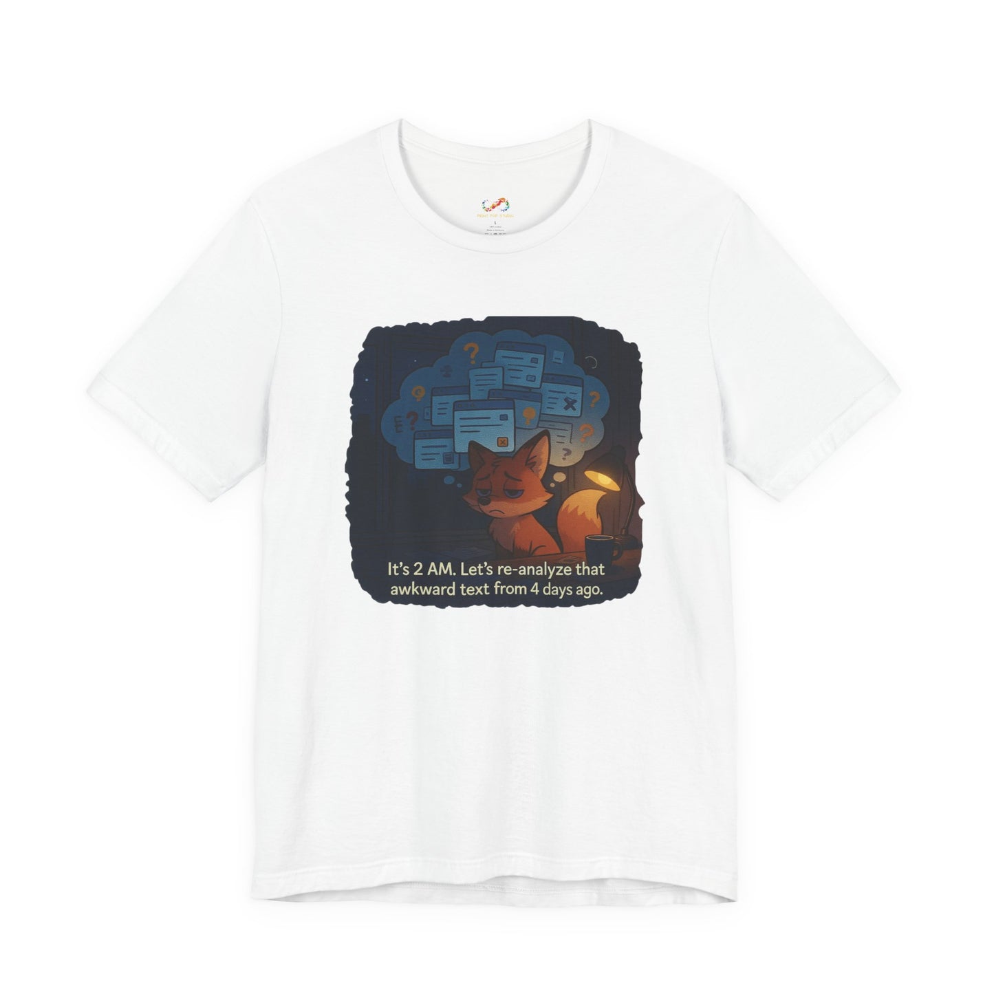 Overthinking Fox – Midnight Spiral Tee