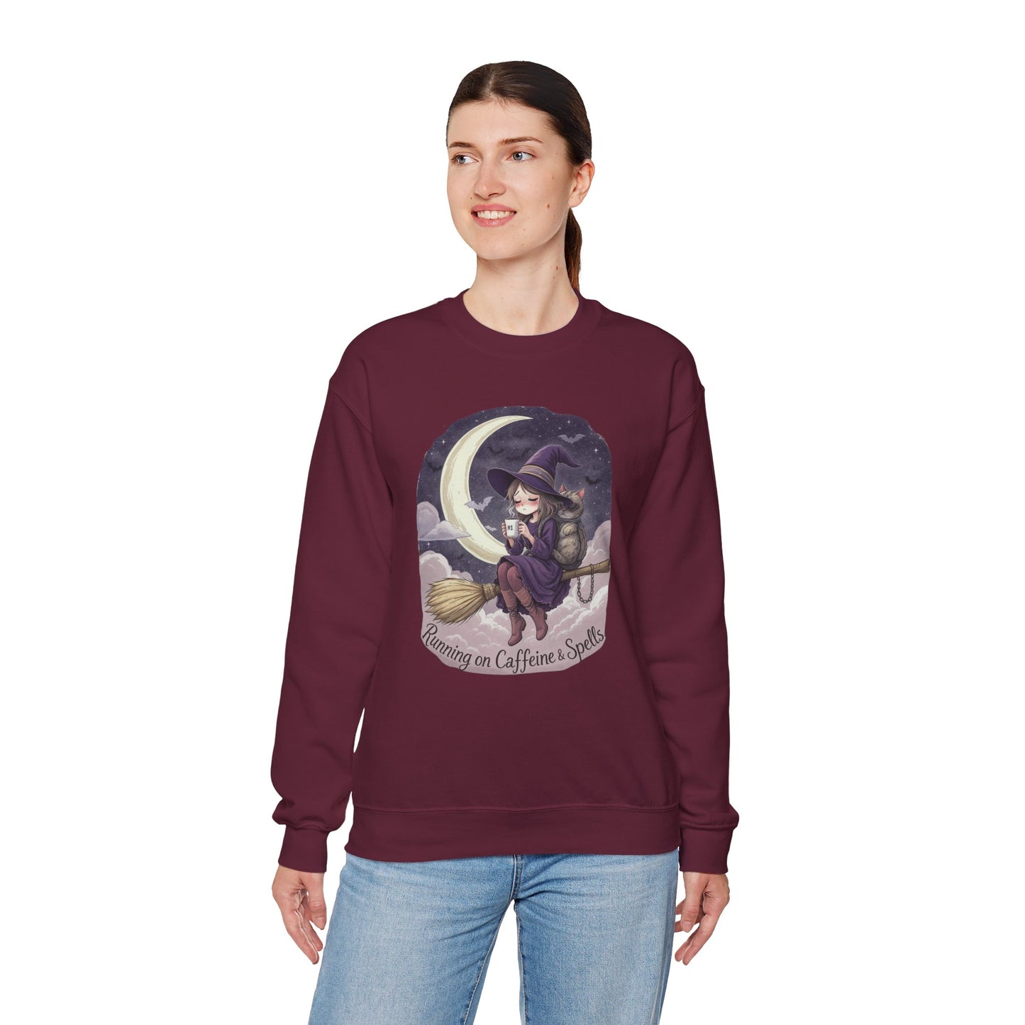 Caffeine & Spells Sweatshirt – Cozy Witchy Fall Pullover