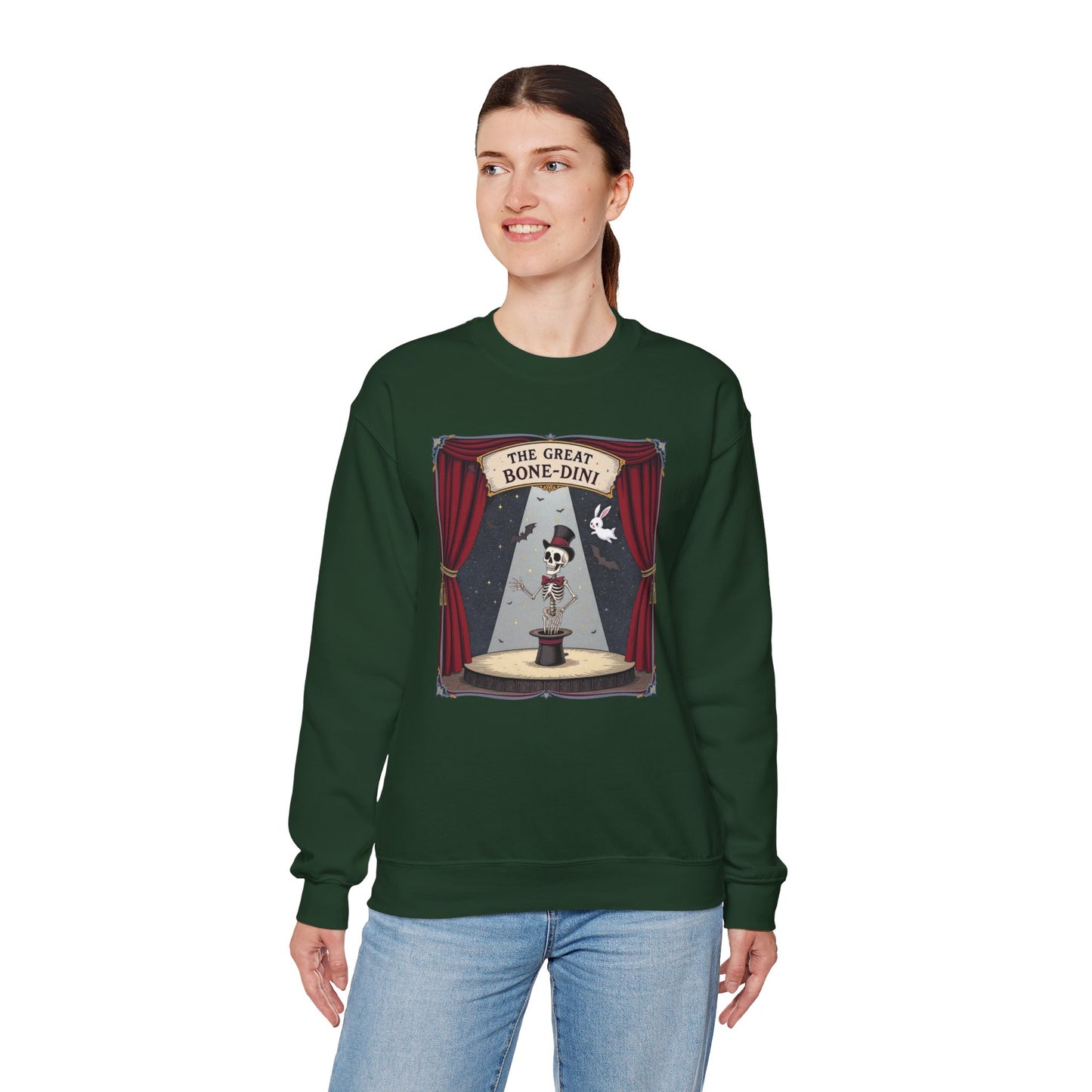 The Great Bone-dini Sweater – Skeleton Magician Halloween Shirt