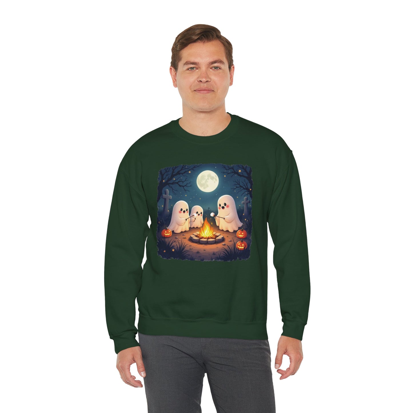 Campfire Ghouls Sweatshirt – Cozy Ghost Friends Halloween Pullover