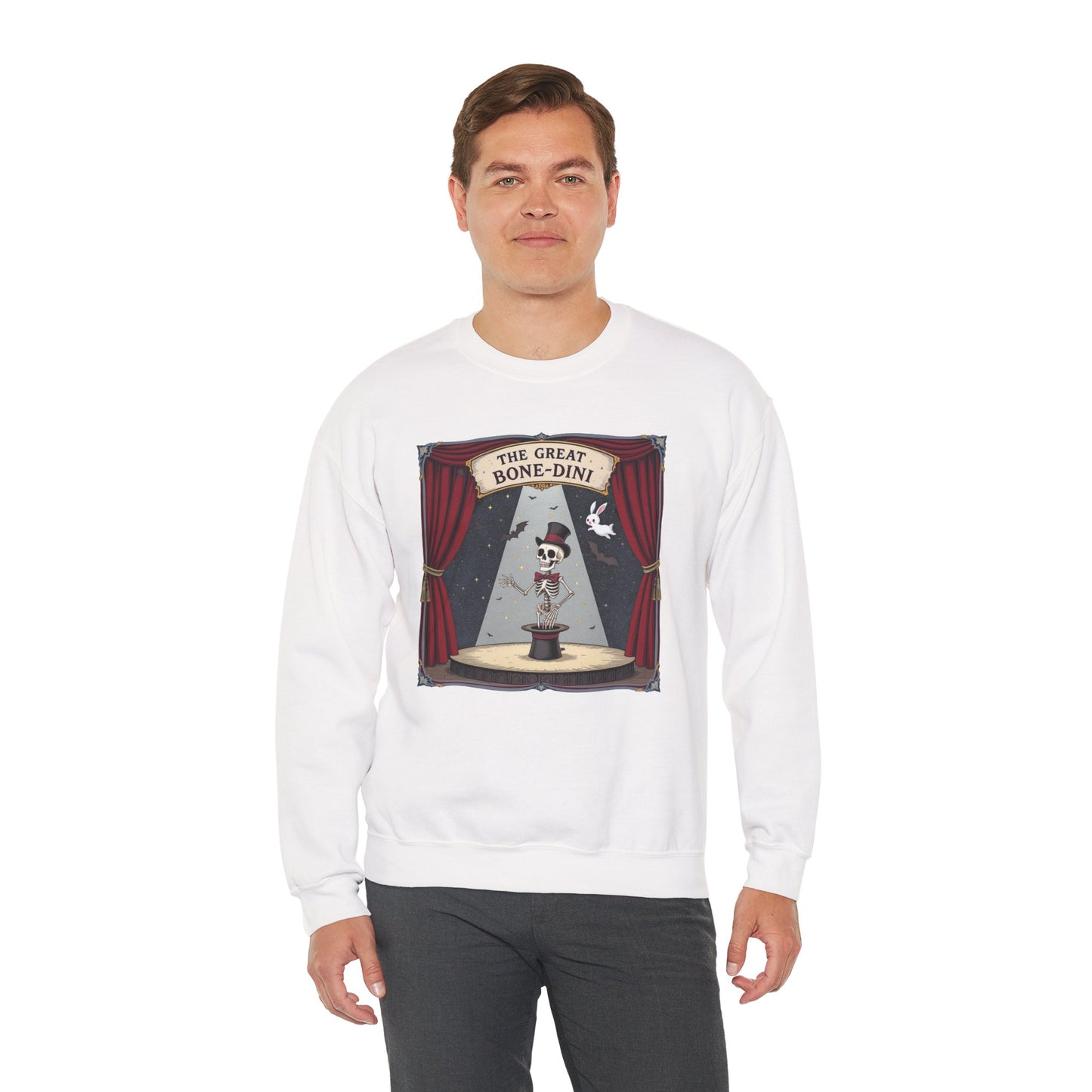 The Great Bone-dini Sweater – Skeleton Magician Halloween Shirt
