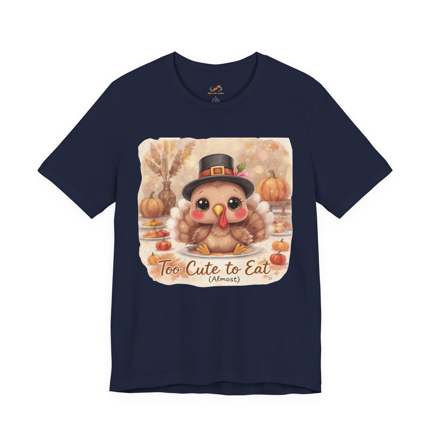 Too Cute to Eat (Almost) Kids Thanksgiving Tee – Adorable Turkey Shirt