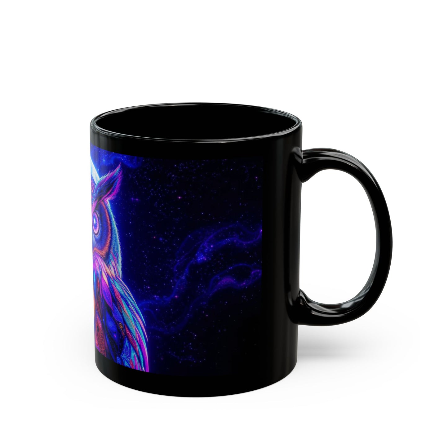 Neon Psychedelic Owl — Cosmic Glow Mug