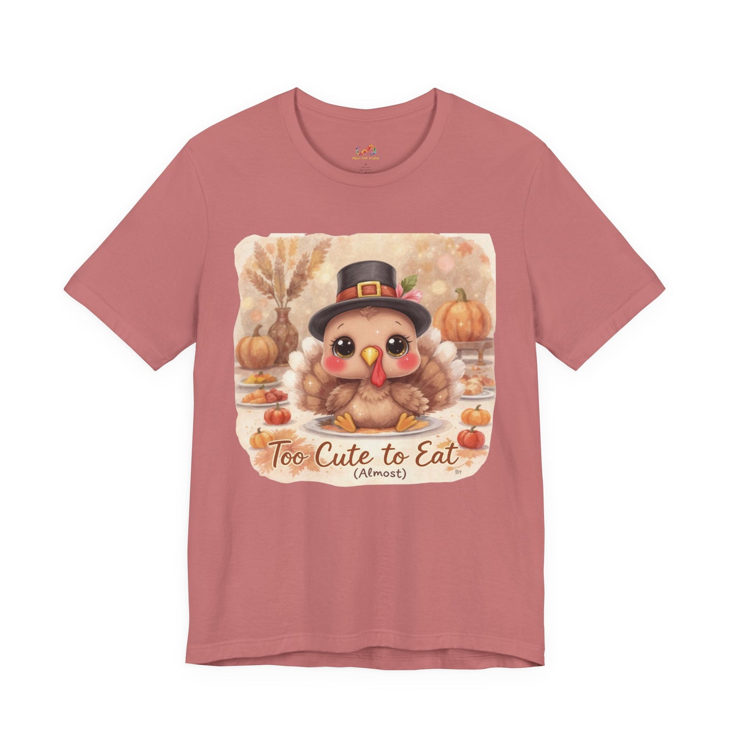 Too Cute to Eat (Almost) Kids Thanksgiving Tee – Adorable Turkey Shirt