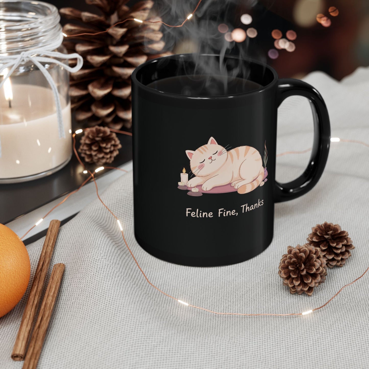 Feline Fine, Thanks — Zen Cat Yoga Mug