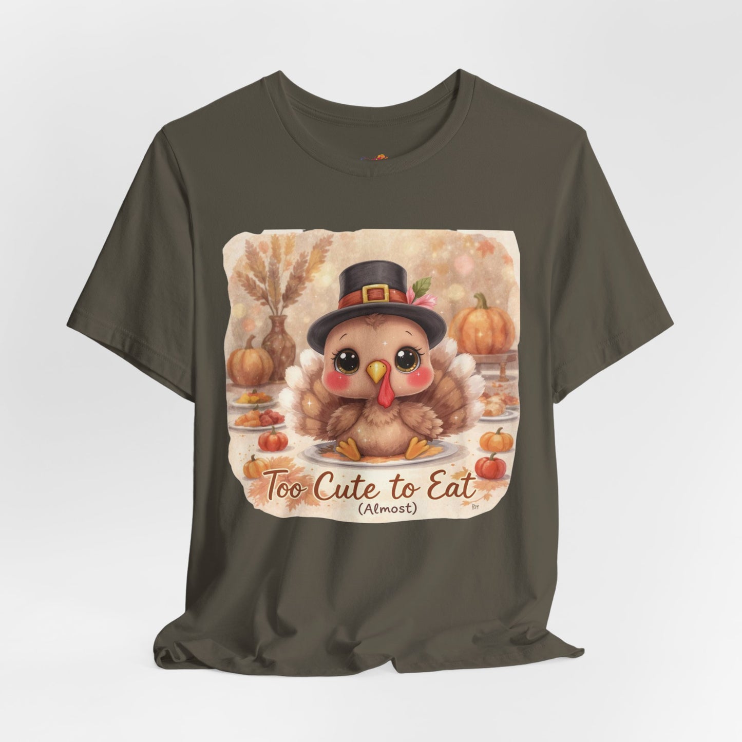 Too Cute to Eat (Almost) Kids Thanksgiving Tee – Adorable Turkey Shirt