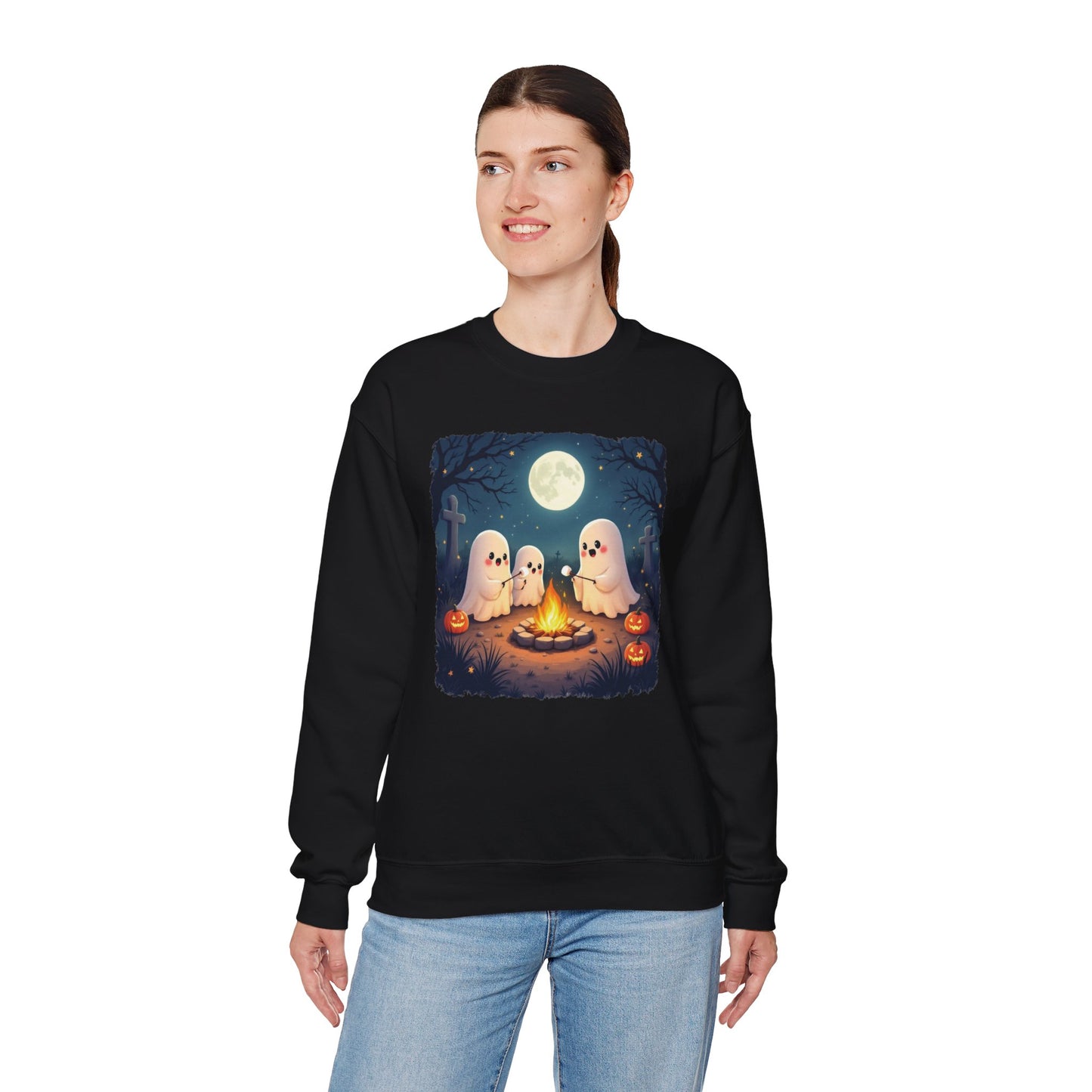 Campfire Ghouls Sweatshirt – Cozy Ghost Friends Halloween Pullover