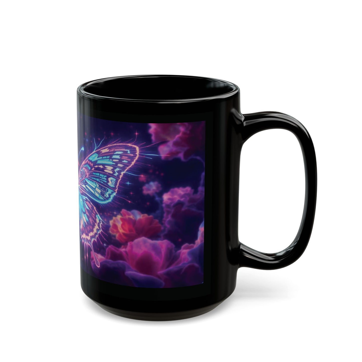 Neon Glitch Butterfly Mug