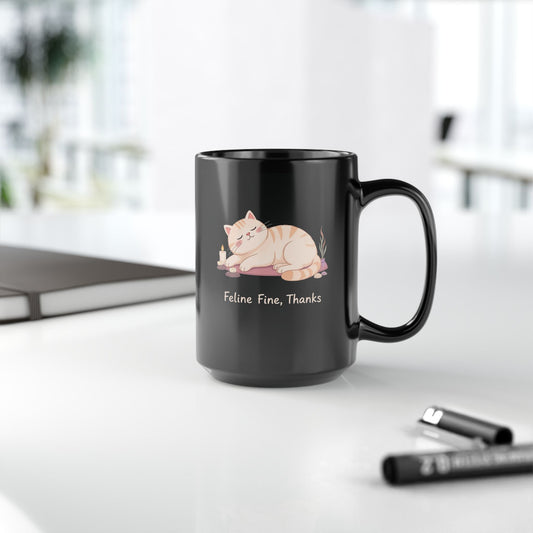 Feline Fine, Thanks — Zen Cat Yoga Mug