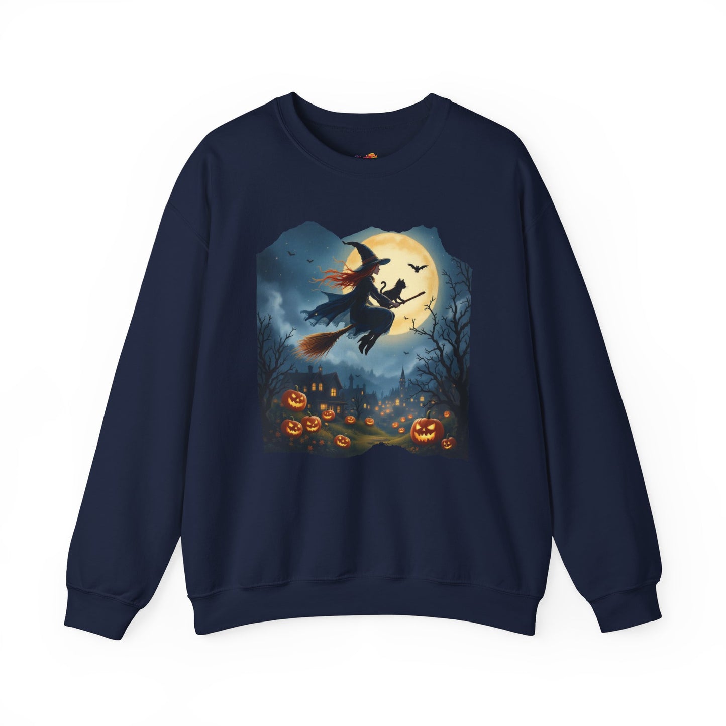 Midnight Flight Sweatshirt – Watercolor Witch & Cat Pullover