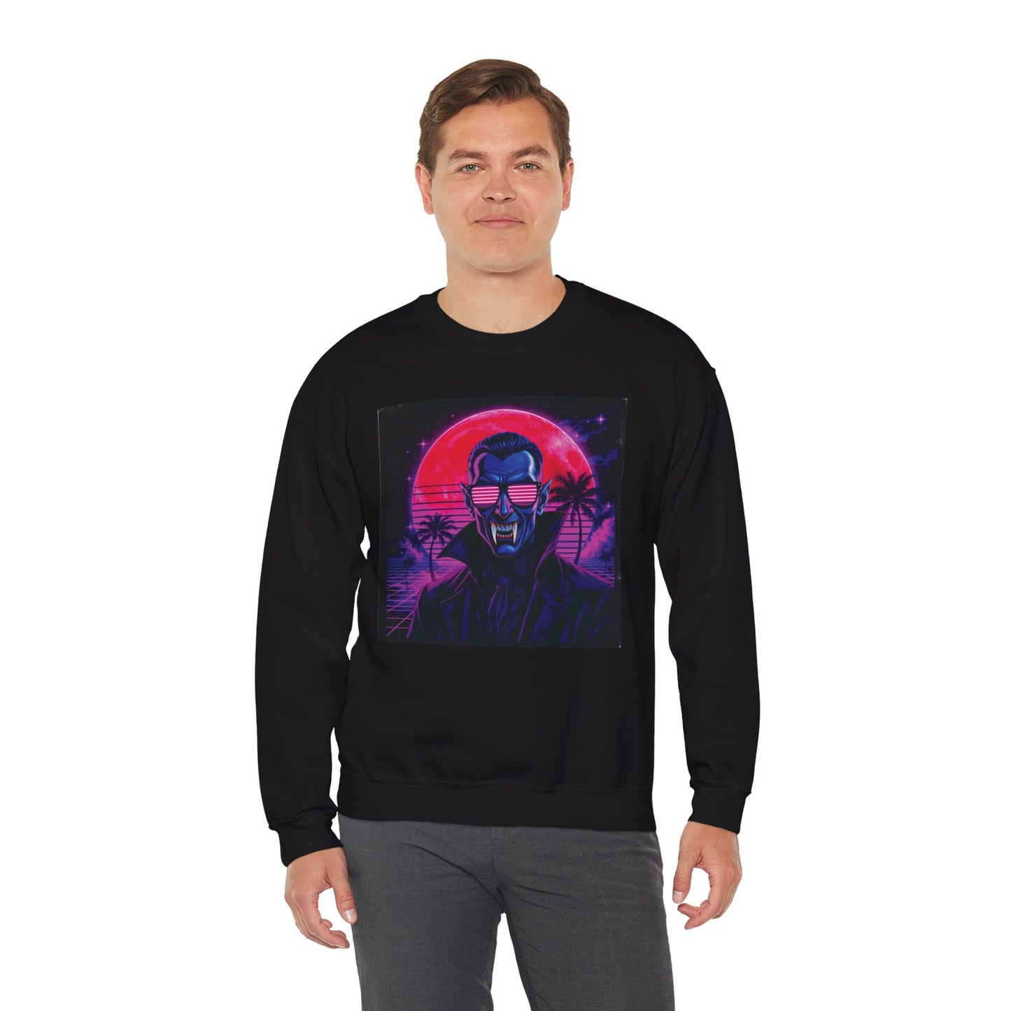Neon Fang Club Sweatshirt – Retro Vampire Synthwave Sweatshirt