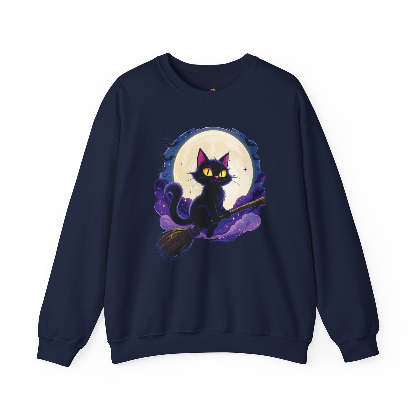 Midnight Mischief Cat Crewneck Sweatshirt, Halloween Apparel, Gift for Cat Lovers, Funny Sweatshirt, Casual Fall Wear