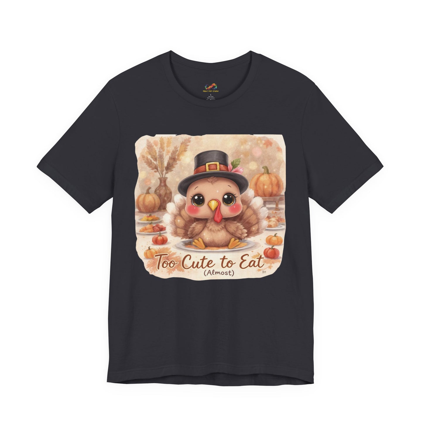 Too Cute to Eat (Almost) Kids Thanksgiving Tee – Adorable Turkey Shirt