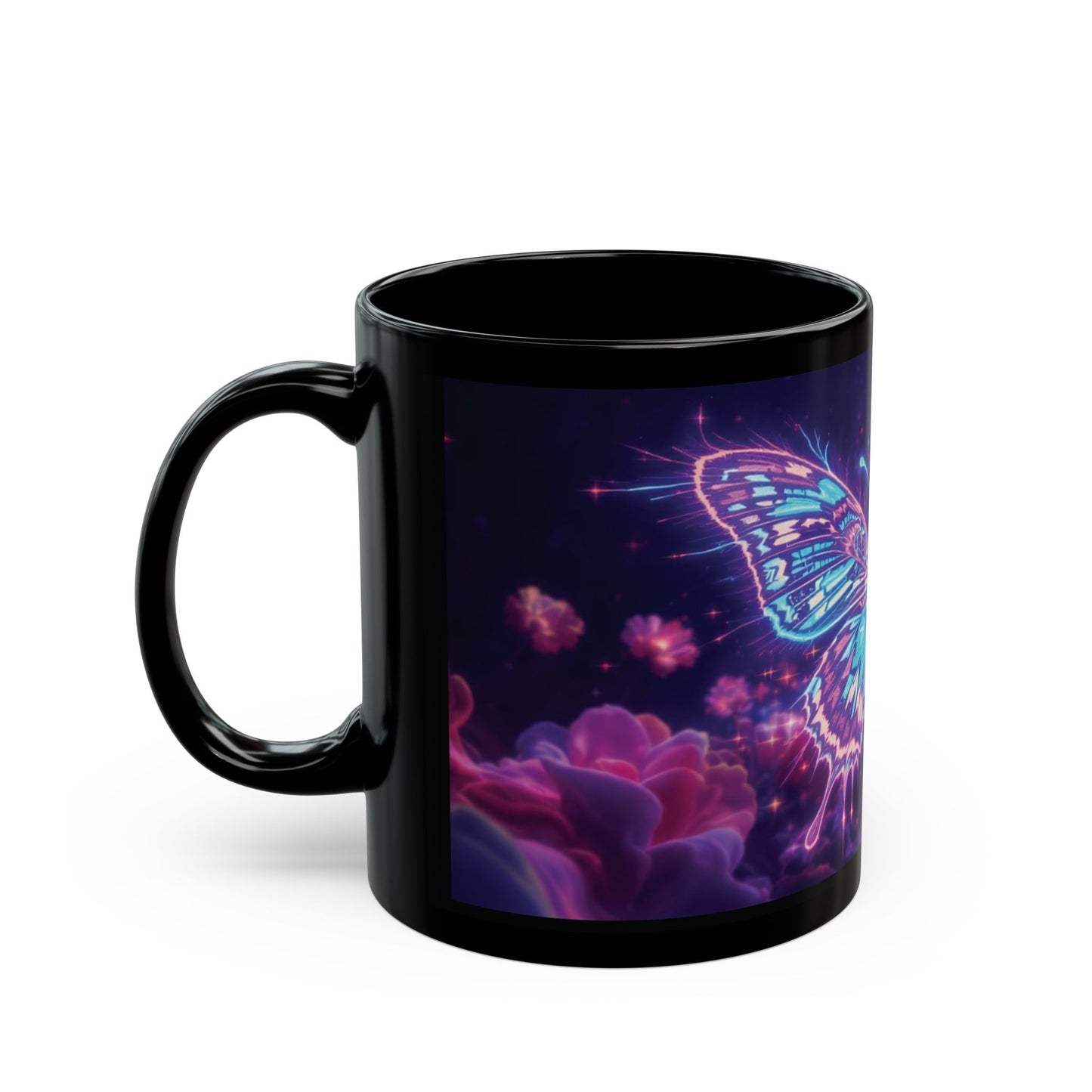 Neon Glitch Butterfly Mug