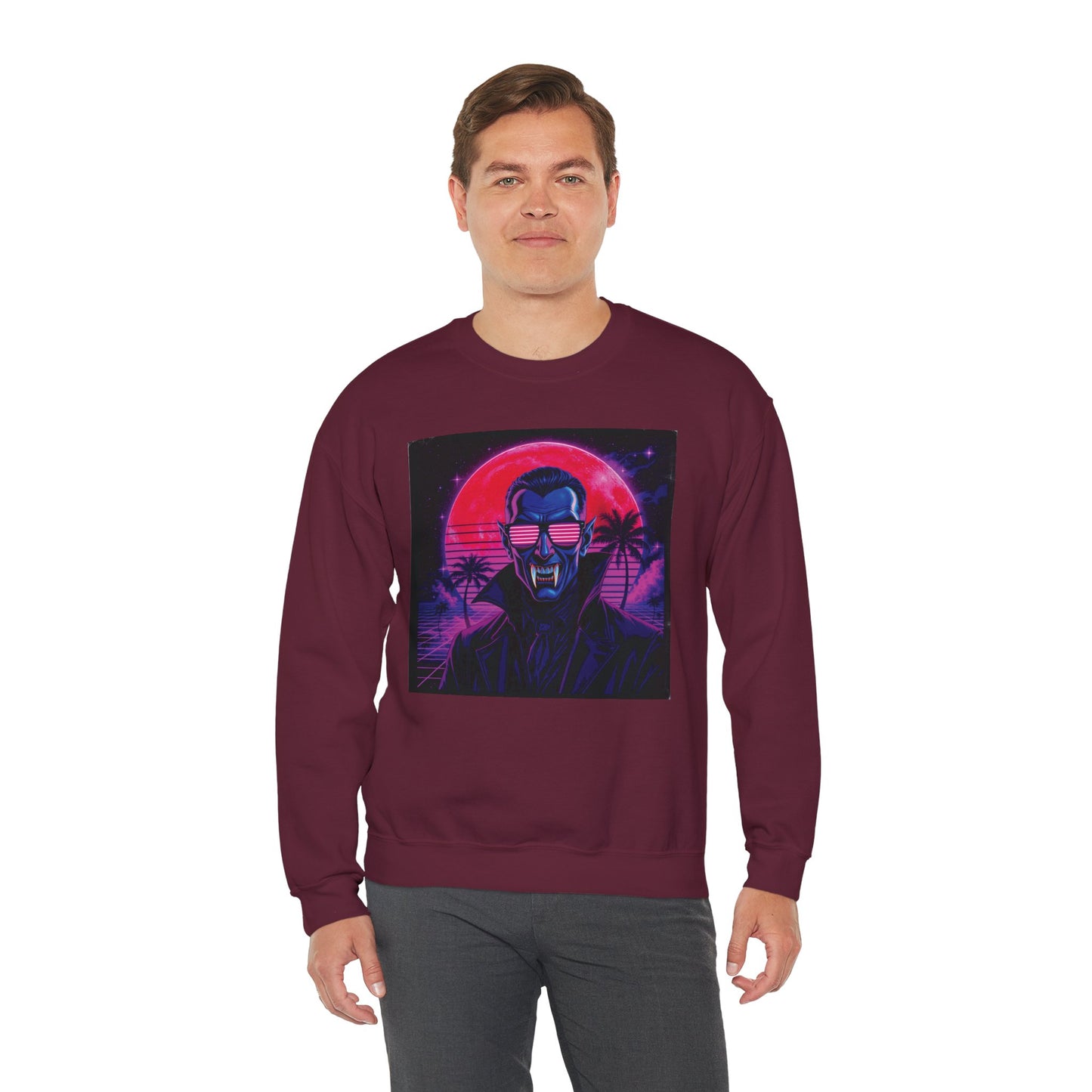 Neon Fang Club Sweatshirt – Retro Vampire Synthwave Sweatshirt