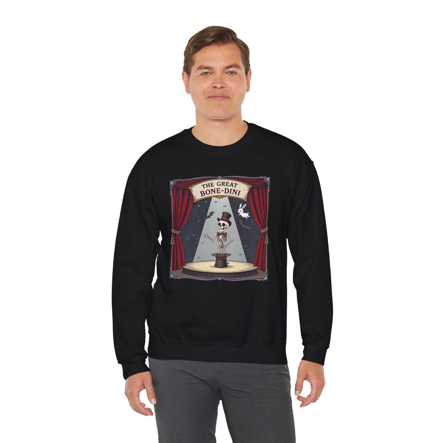 The Great Bone-dini Sweater – Skeleton Magician Halloween Shirt