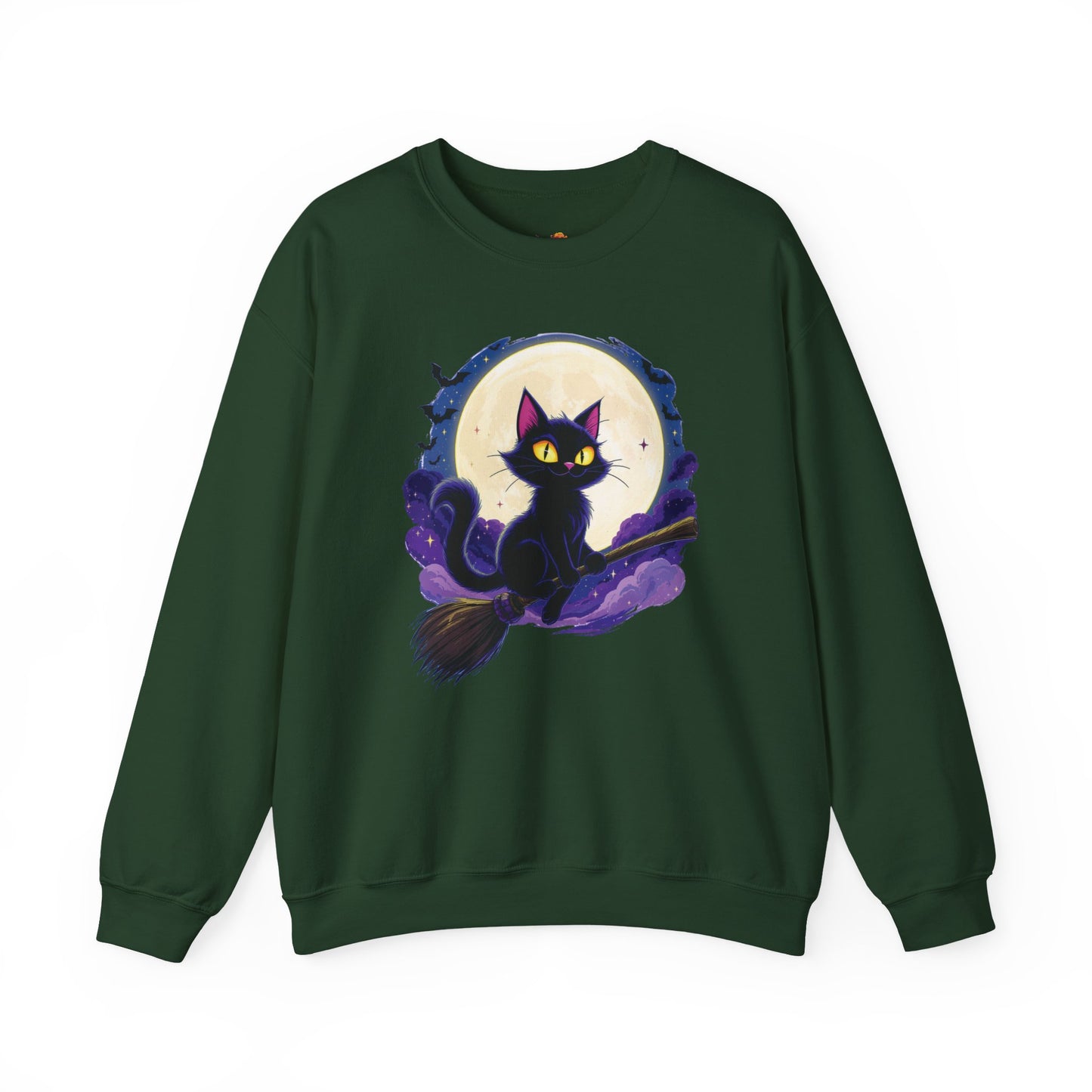 Midnight Mischief Cat Crewneck Sweatshirt, Halloween Apparel, Gift for Cat Lovers, Funny Sweatshirt, Casual Fall Wear