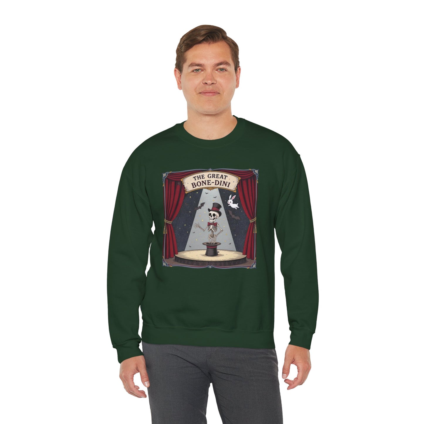The Great Bone-dini Sweater – Skeleton Magician Halloween Shirt