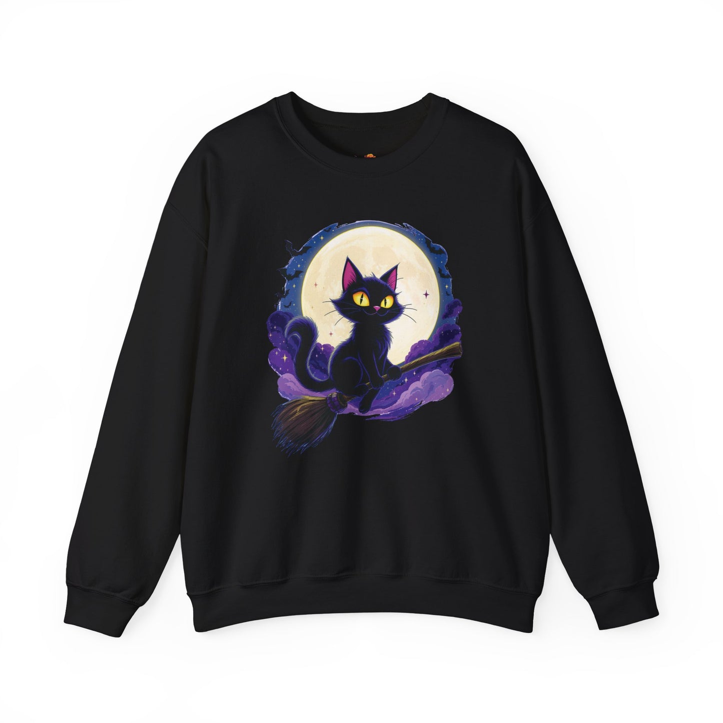 Midnight Mischief Cat Crewneck Sweatshirt, Halloween Apparel, Gift for Cat Lovers, Funny Sweatshirt, Casual Fall Wear