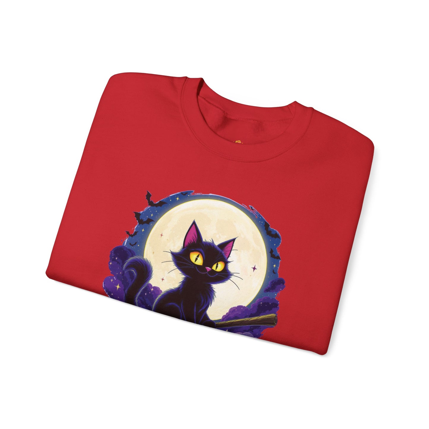 Midnight Mischief Cat Crewneck Sweatshirt, Halloween Apparel, Gift for Cat Lovers, Funny Sweatshirt, Casual Fall Wear