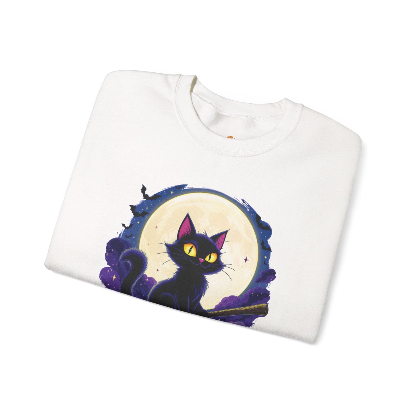 Midnight Mischief Cat Crewneck Sweatshirt, Halloween Apparel, Gift for Cat Lovers, Funny Sweatshirt, Casual Fall Wear