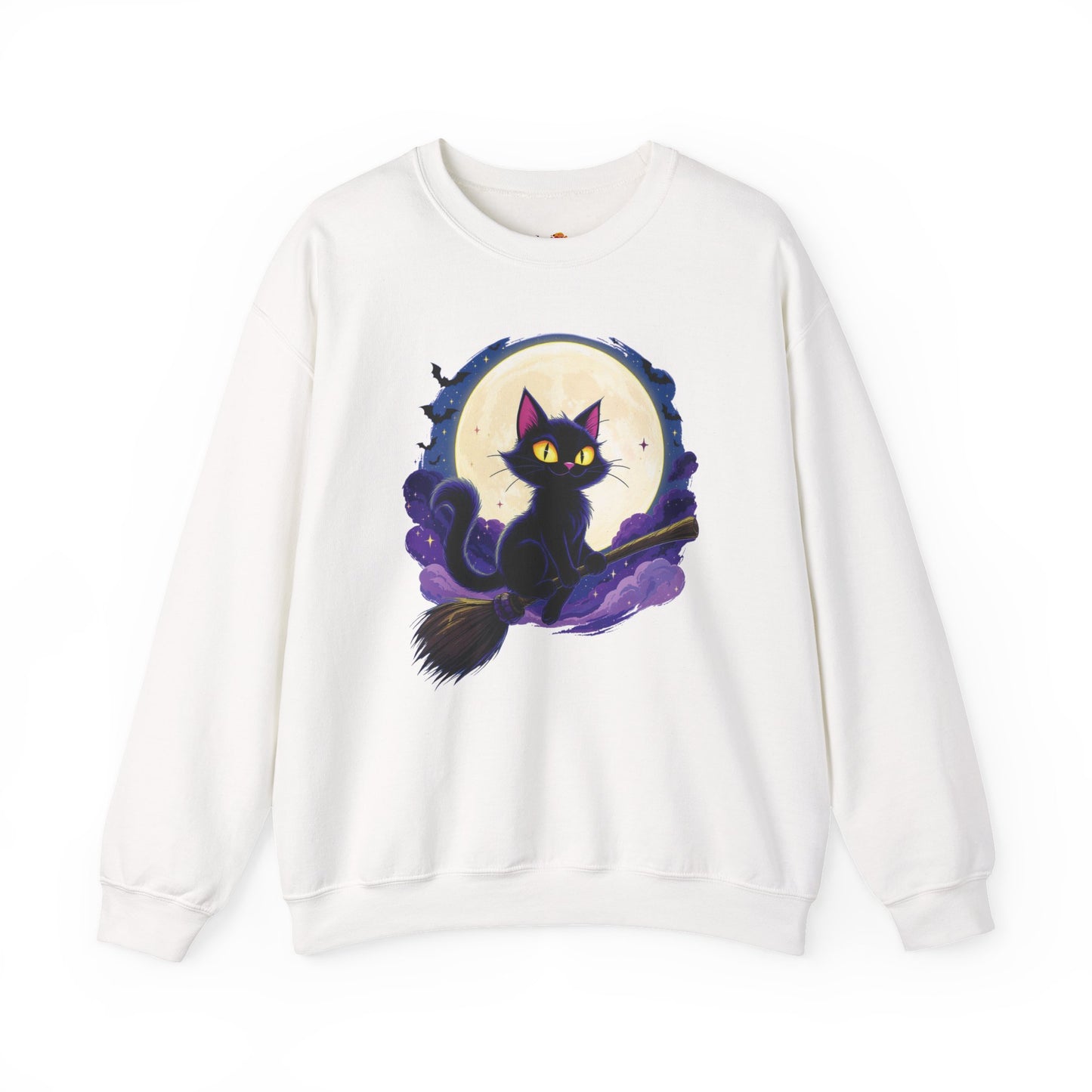 Midnight Mischief Cat Crewneck Sweatshirt, Halloween Apparel, Gift for Cat Lovers, Funny Sweatshirt, Casual Fall Wear